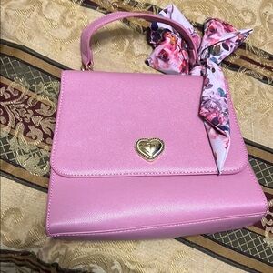 🔥Y2K Betsy Johnson Pink Handbag with Floral Scarf Accent
